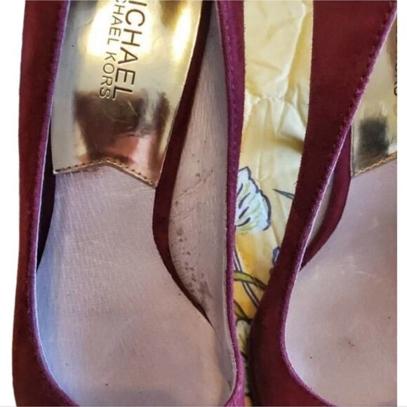 Michael Kors cranberry suede leather Platform stilettos heels pumps shoes size 9 - Picture 11 of 12